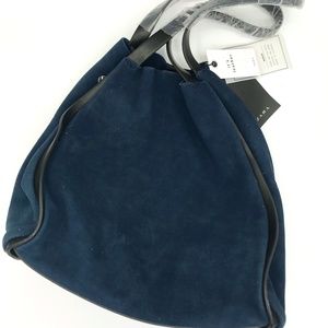 Zara Accessories Blue Leather/Suede Tote Bag